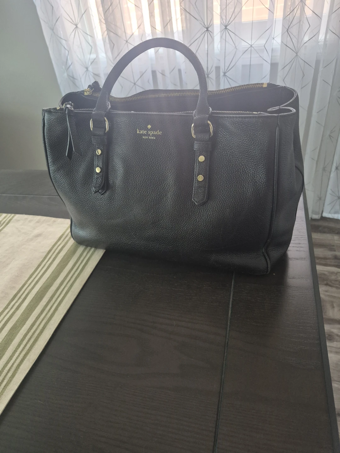 Kate Spade New York Black Leather Satchel Handbag