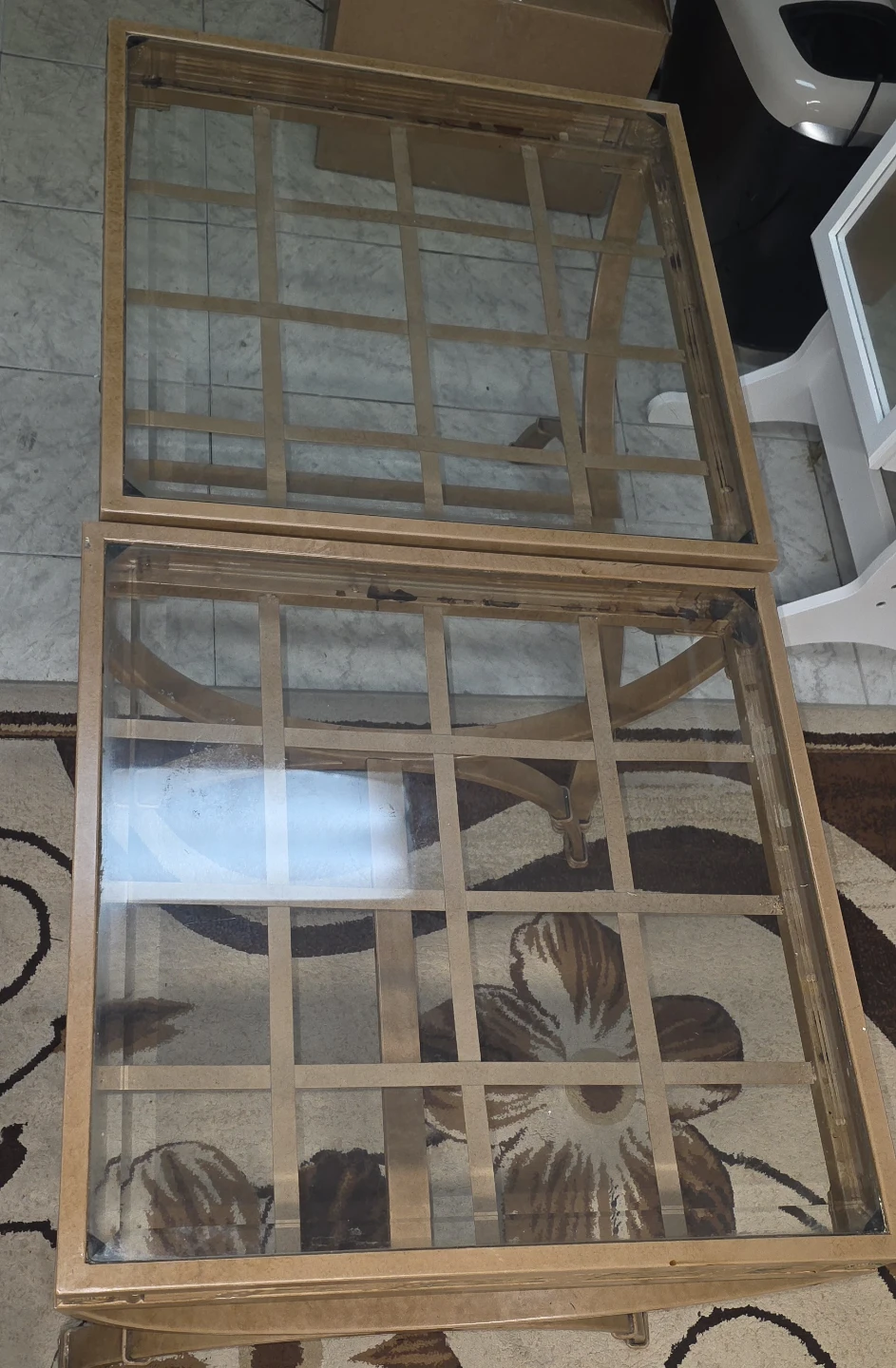 Modern Glass Top Side Tables - Set of 2 - Glass Top Coffee Table