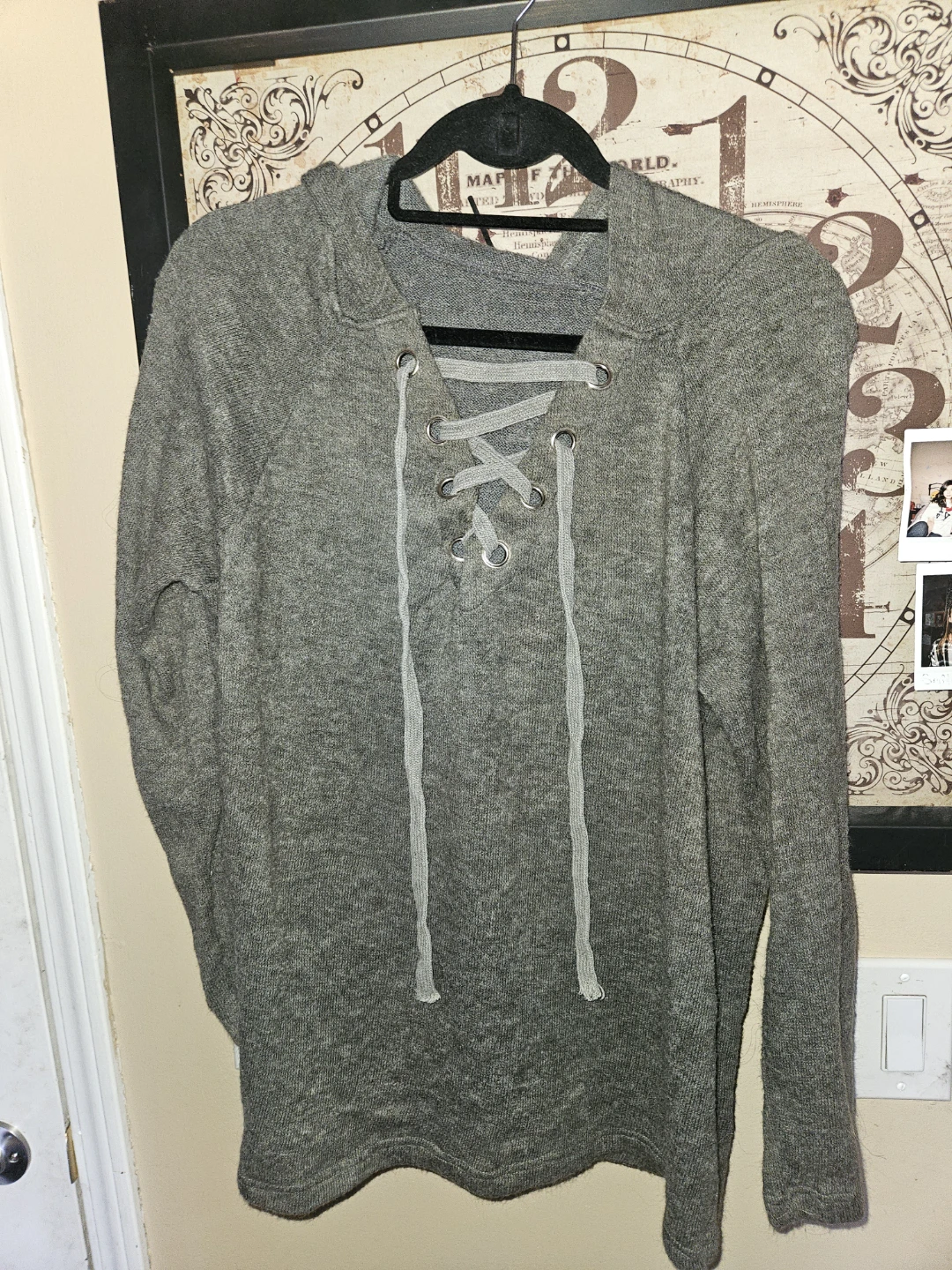 Grey Lace-Up Hoodie - photo 3