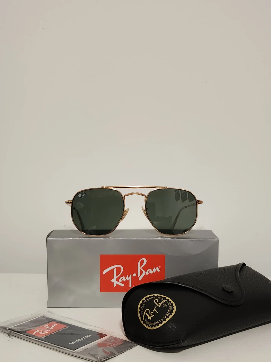 Ray-Ban RB3648 Marshal Gold Green Lens NEW Full Set