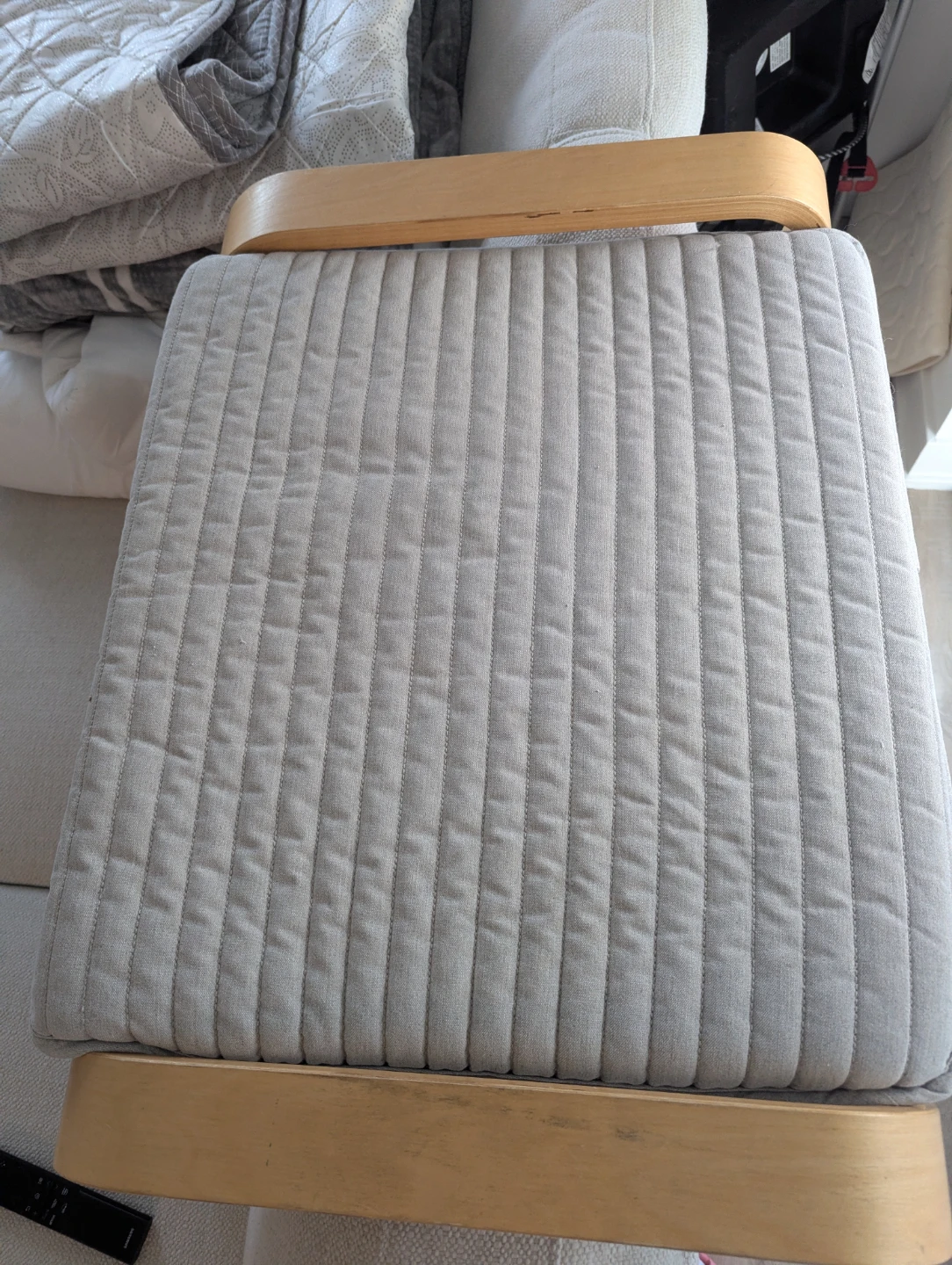 Grey Quilted Lounge Chair with Wooden Frame - photo 2