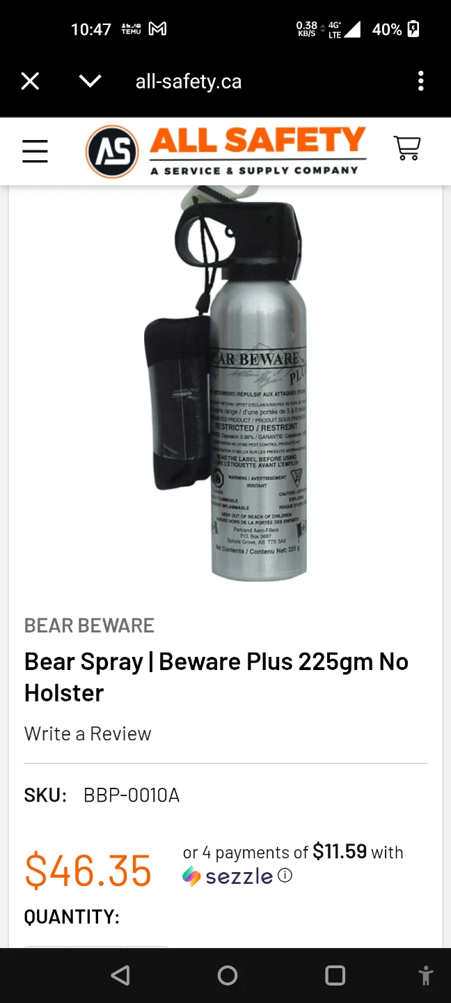 Bear Beware Plus Bear Spray 225gm
