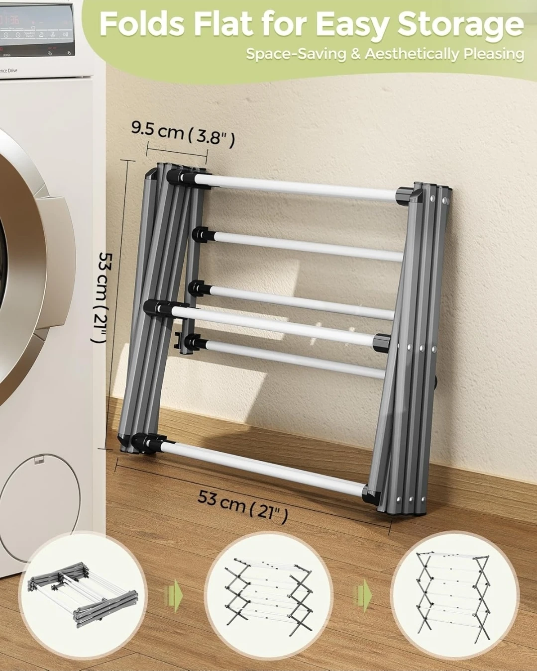 Expandable Drying Rack Clothes, 3 Tiers - photo 5