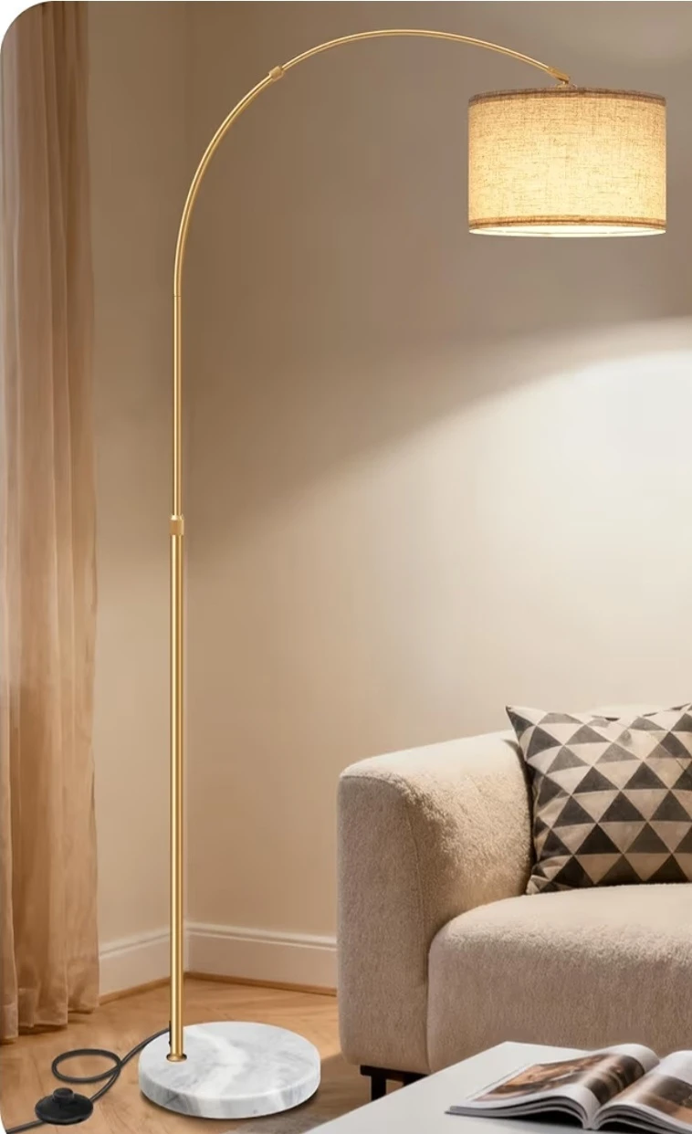Gold Arc Floor Lamp with Marble Base
