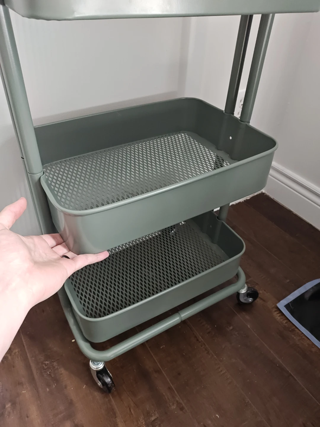 Sage Green 3-Tier Rolling Cart - photo 2