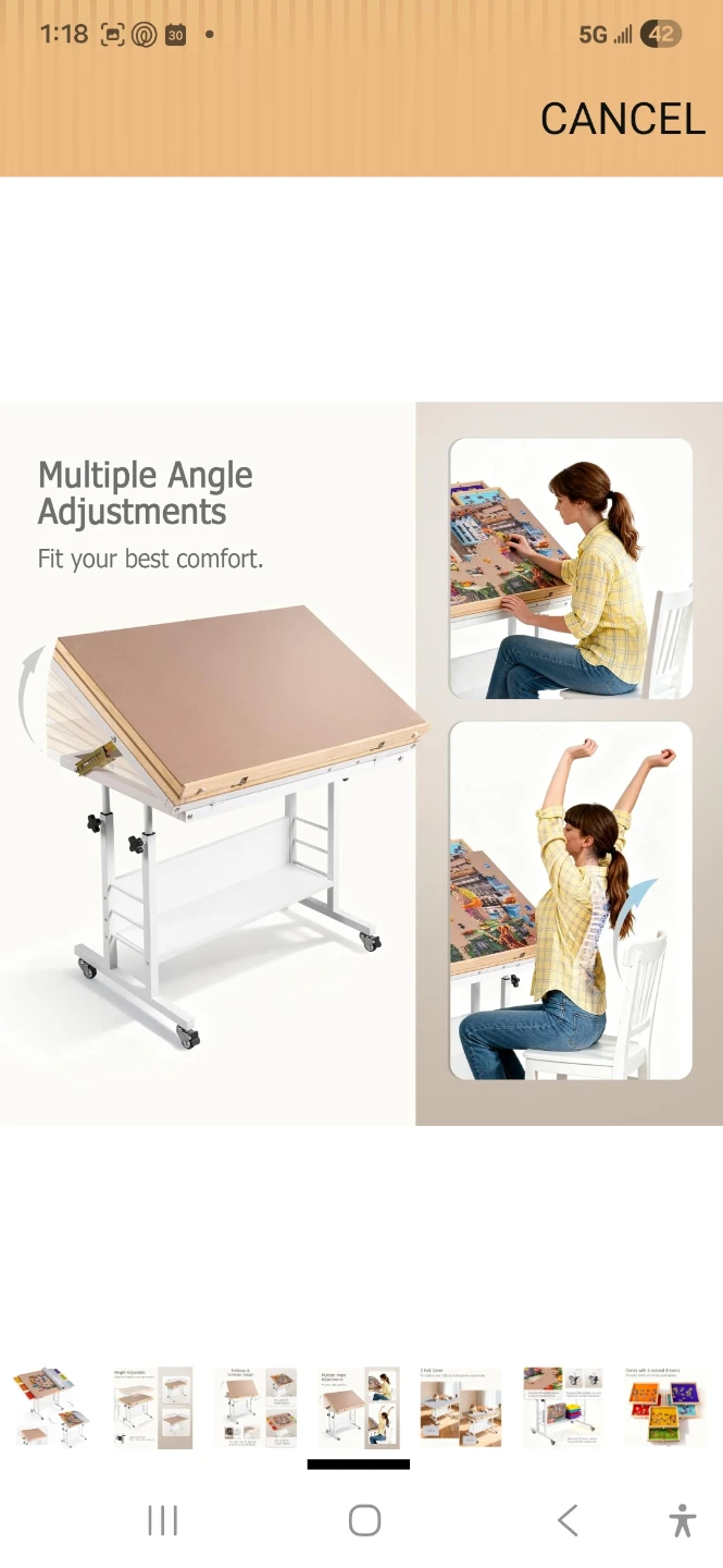 Adjustable Drafting Table / Puzzle Desk - photo 3