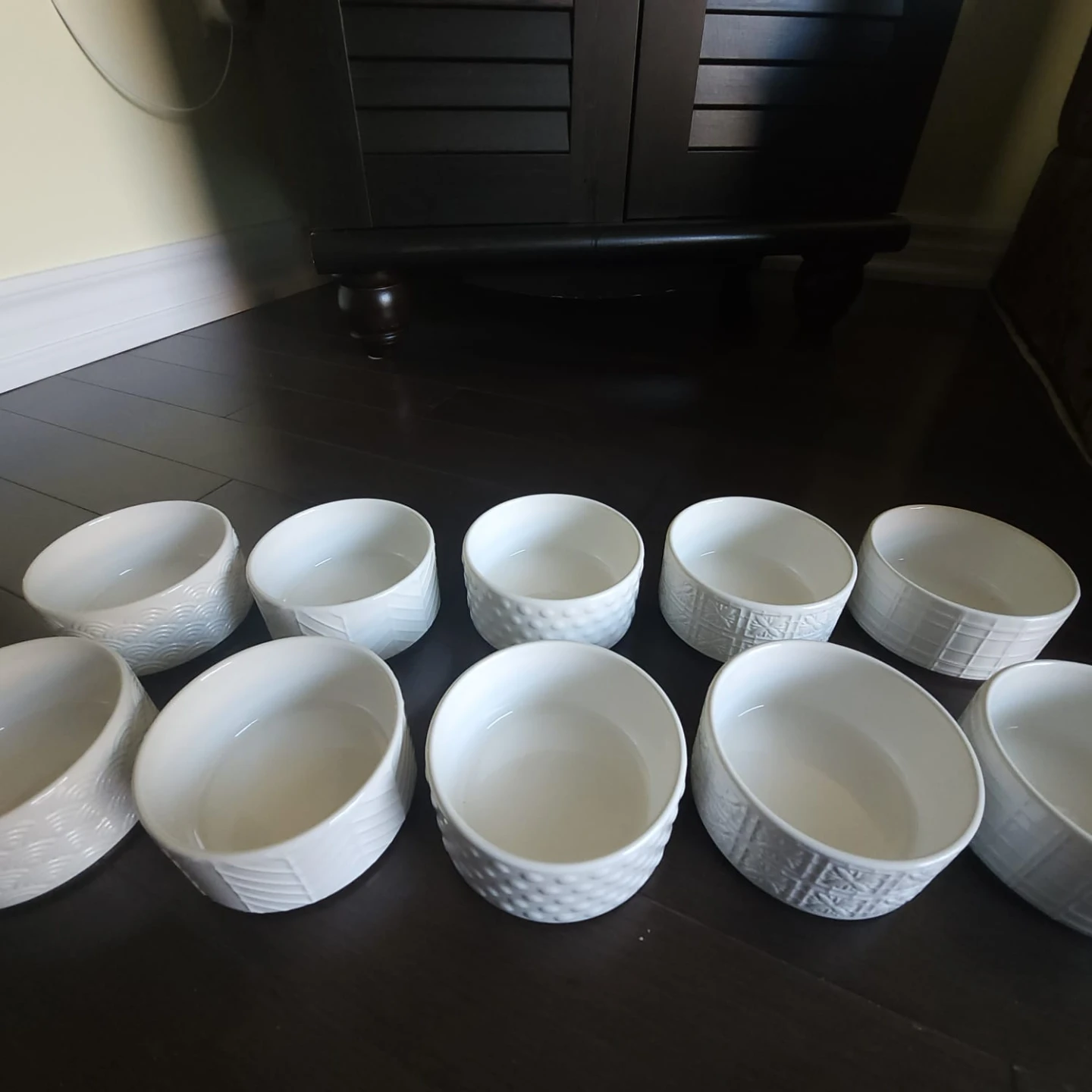 Trudeau 10-Piece Porcelain Bowl Set – White/Textured – Brand New