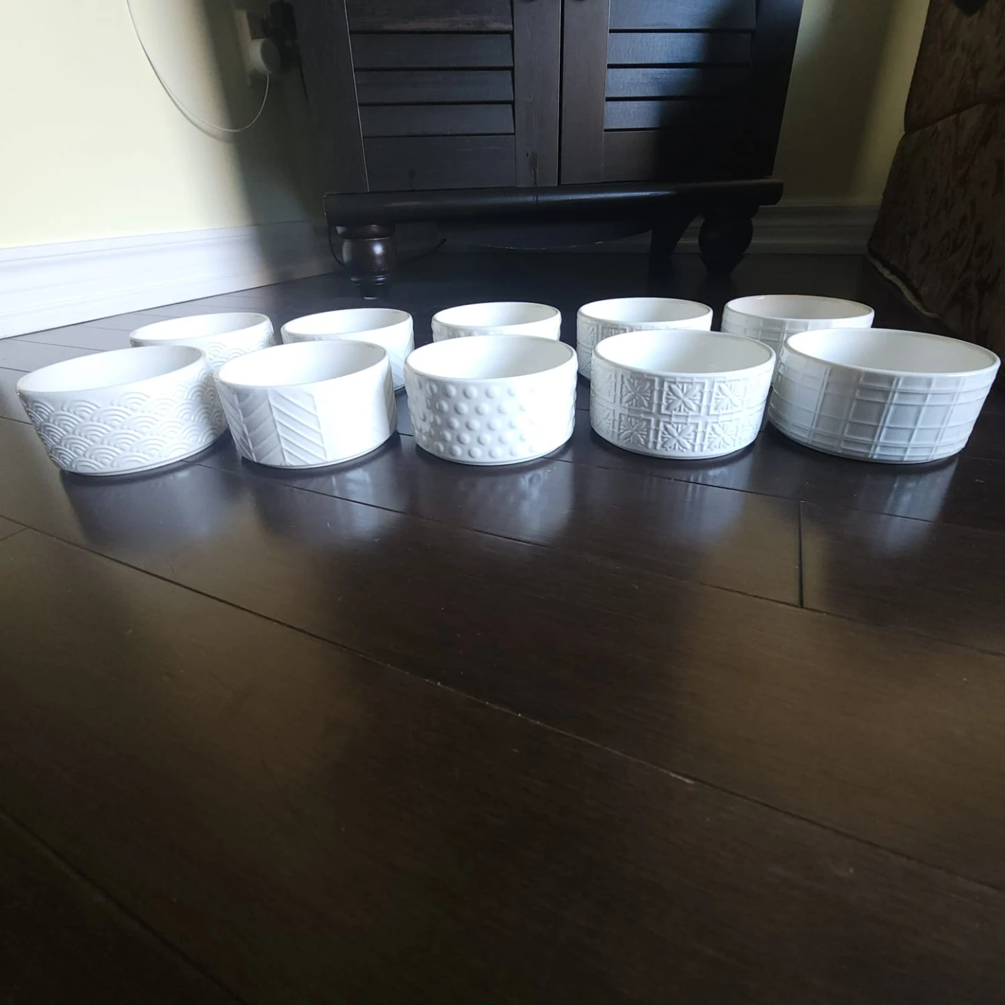 Trudeau 10-Piece Porcelain Bowl Set – White/Textured – Brand New - photo 5