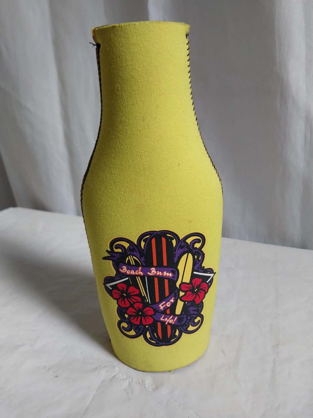 Neoprene Bottle Sleeve "Beach Bum For Life". Pick up only.