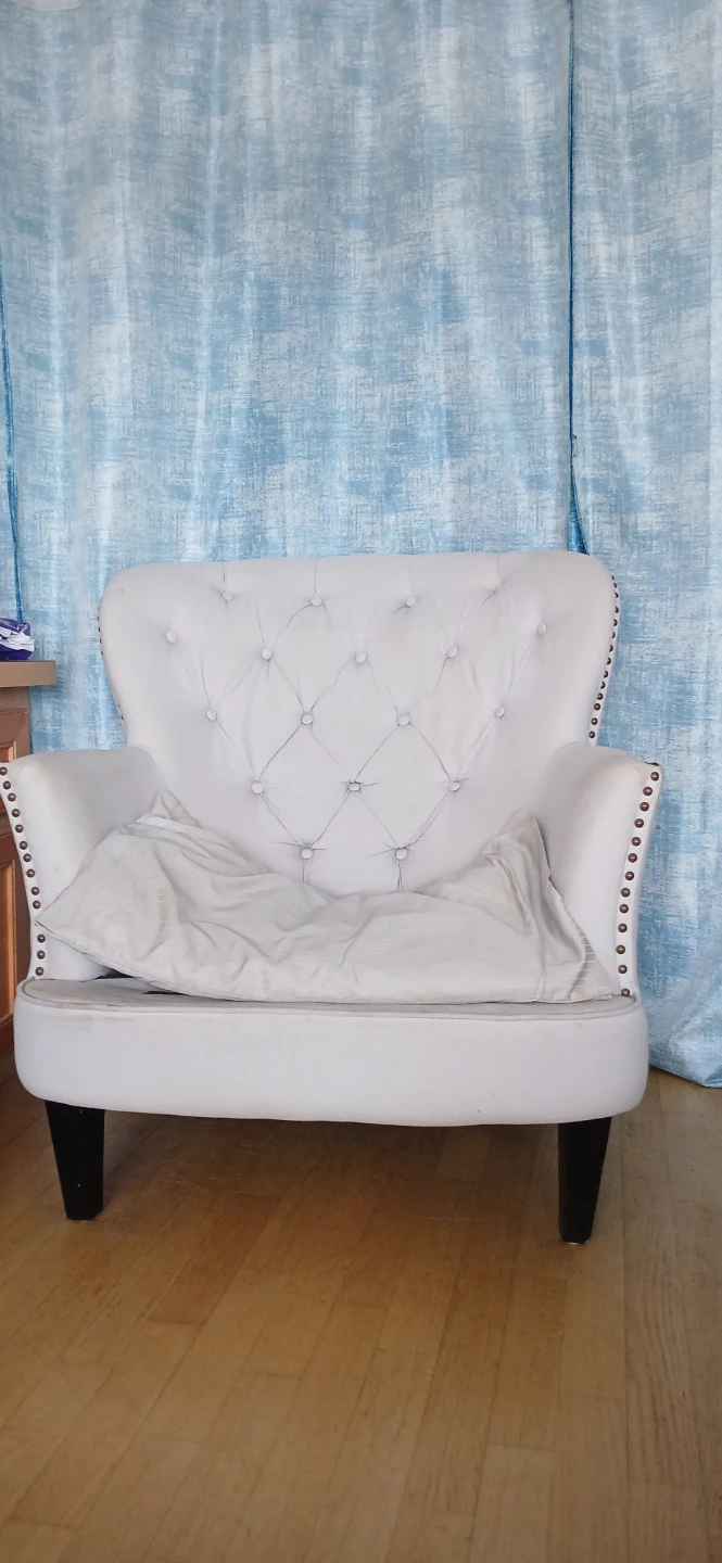 White Tufted Accent Chair with Studded Trim - photo 2