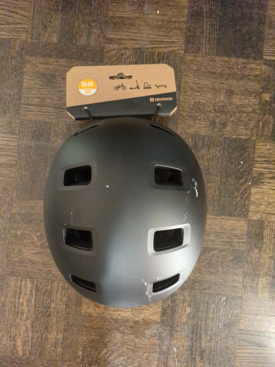 BTWIN Bike Helmet - Teen 500, Smoked Black, Size M