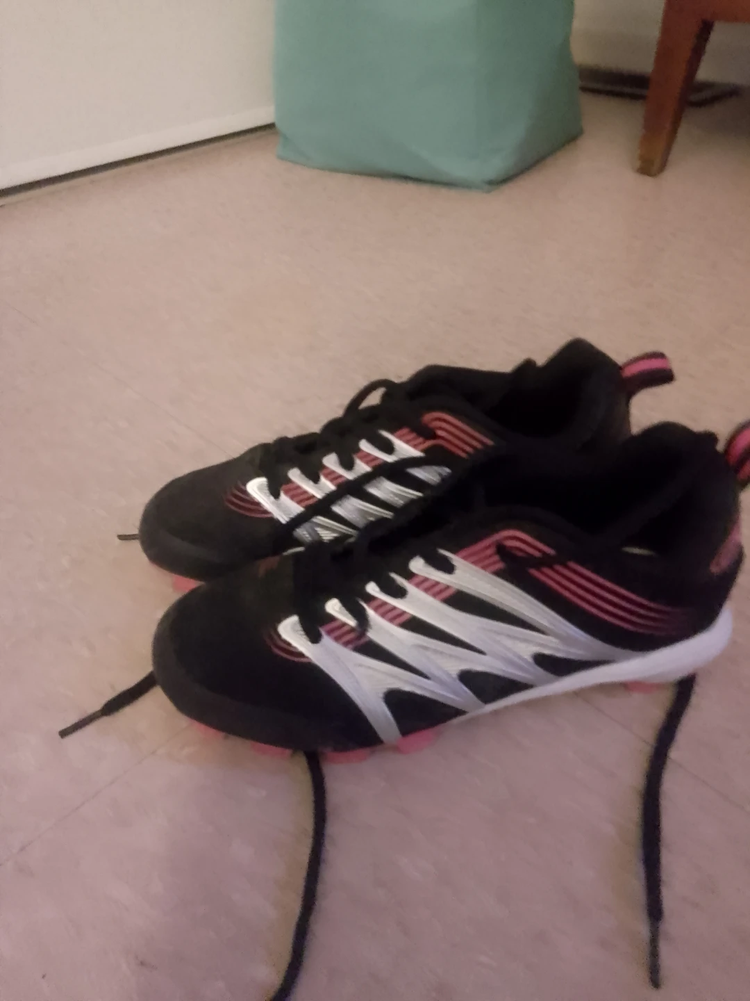 Black Adidas Cleats with Pink and Silver Accents - photo 2