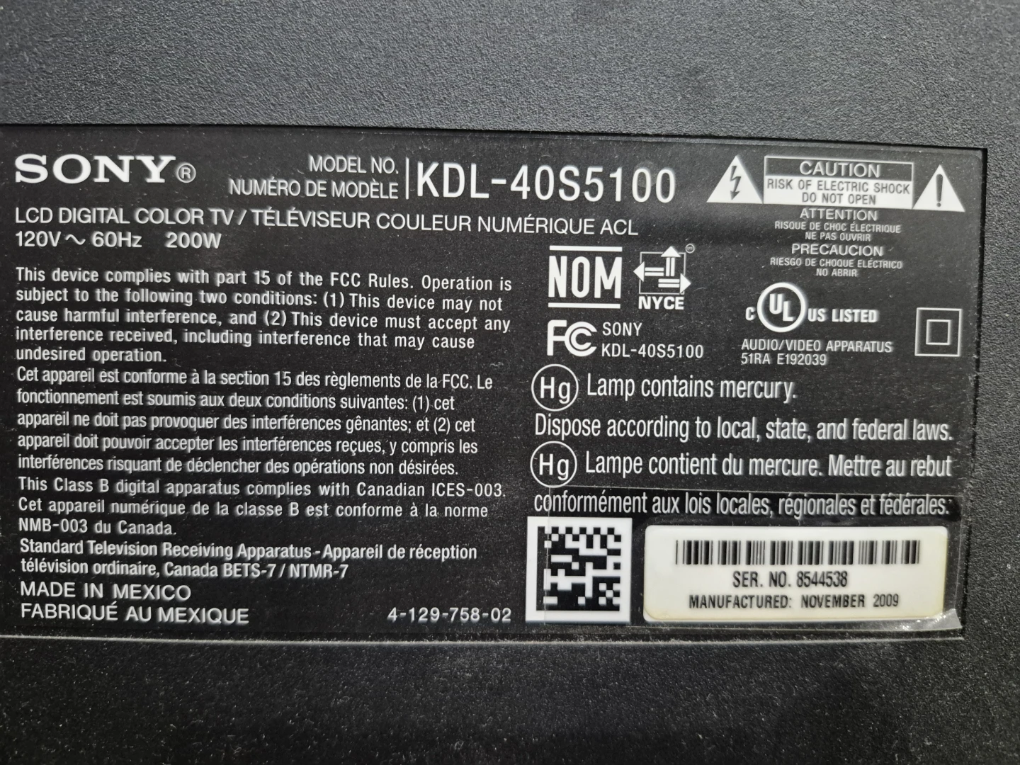 Sony Bravia 40" LCD TV with remote - photo 3