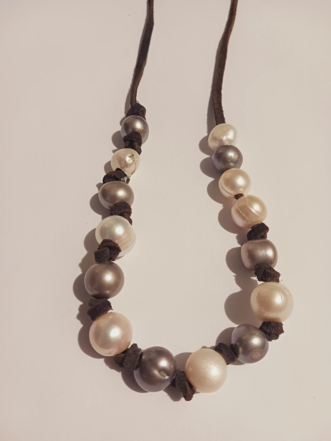 Genuine Freshwater Pearls on Suede Cord Necklace - photo 2