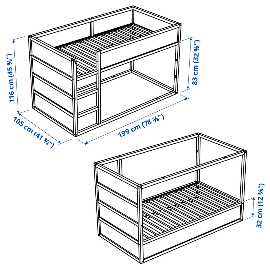 KURA Reversible bed, white/pine, Twin - photo 2