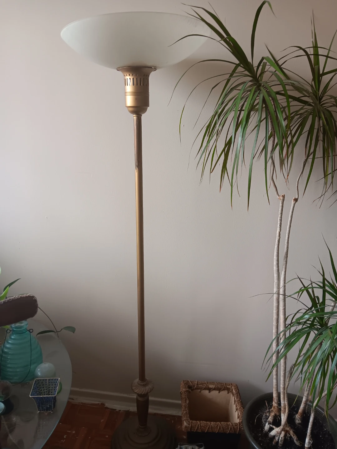 Vintage Floor Lamp - Frosted Glass Shade - photo 2
