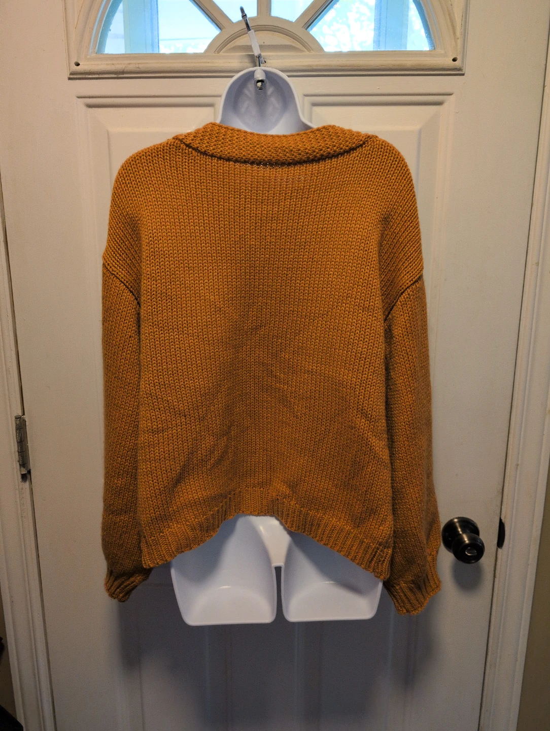 Orange Acrylic Cardigan with Flower Embellishments - Size S - photo 4