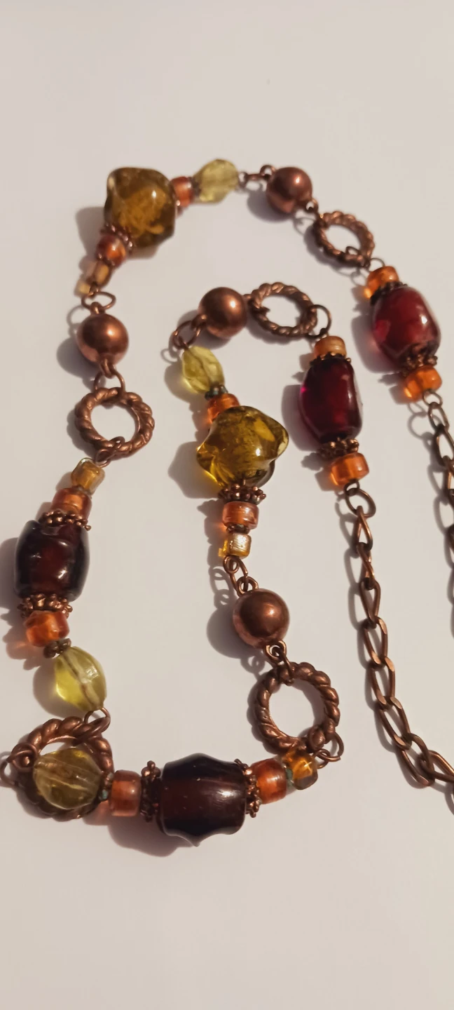 Artisan Art Glass with Copper Accents Beaded Necklace - photo 3