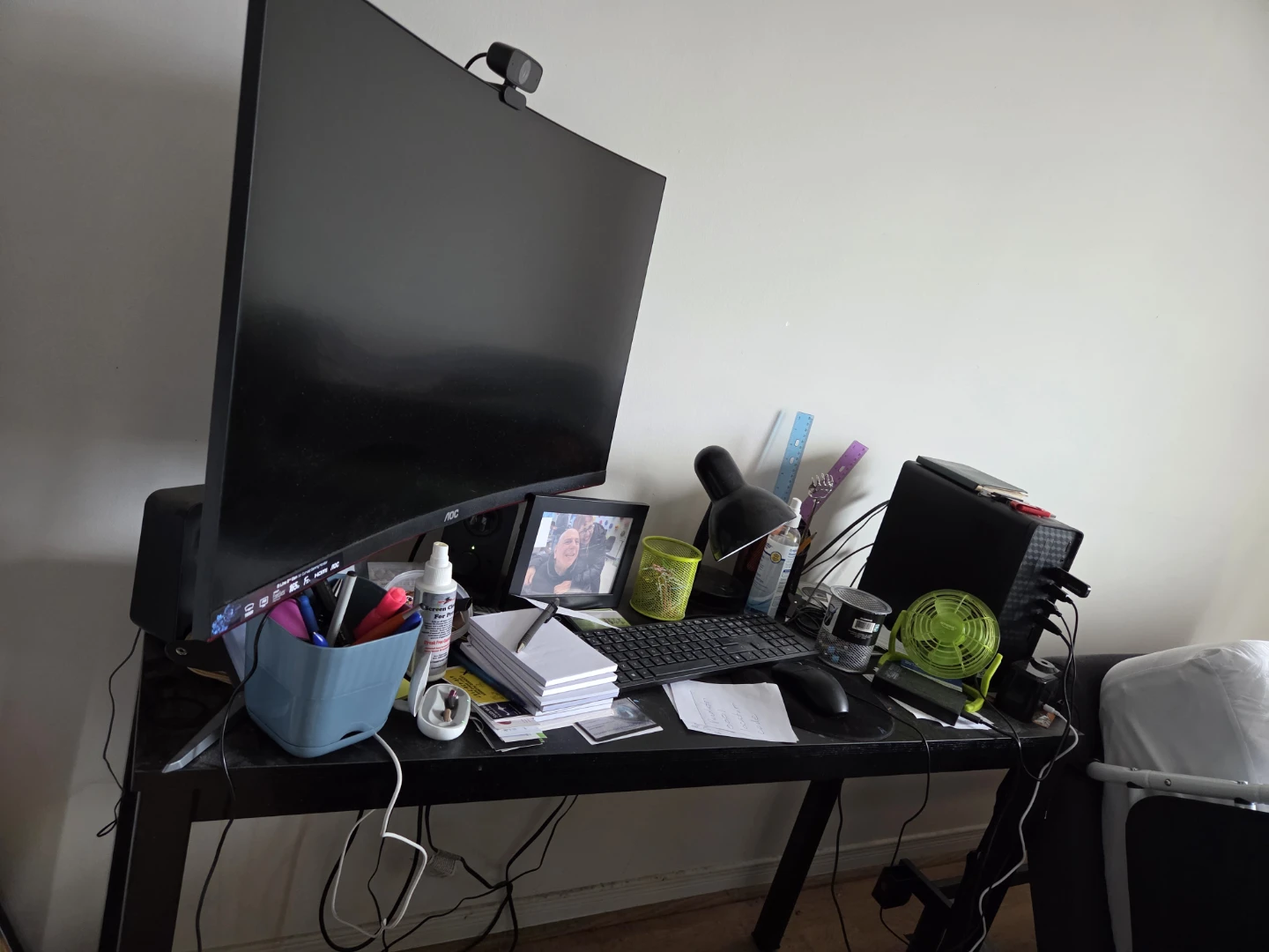 Desktop computer with monitor and desk