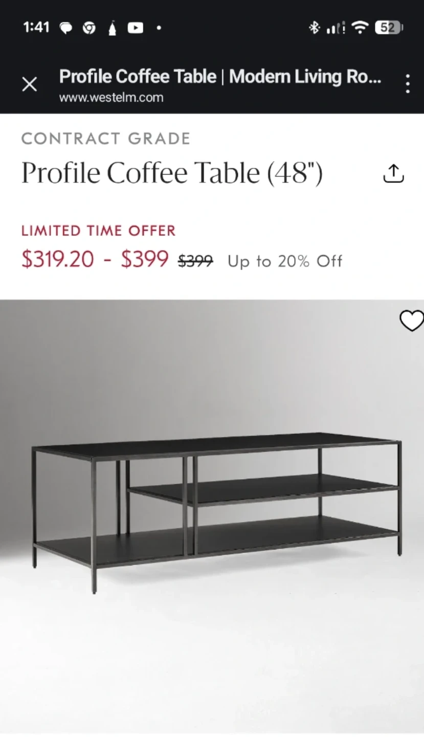 West Elm Profile Coffee Table - 48" Dark Bronze - photo 2