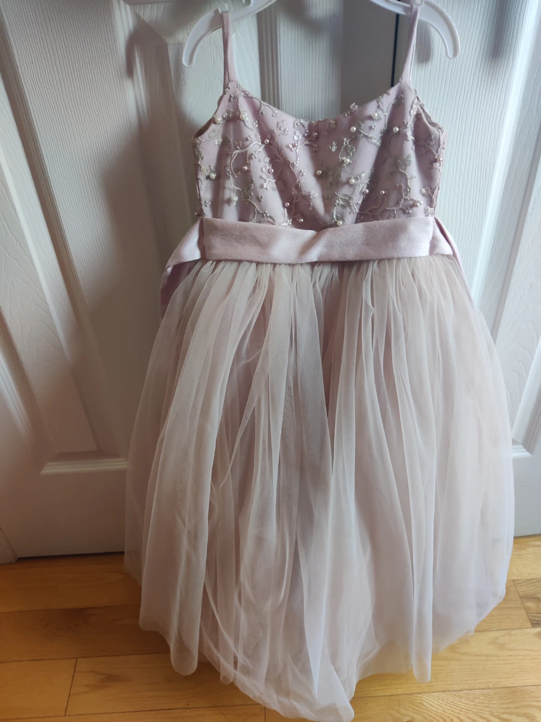 Lilac Flower Girl Dress with Pearls