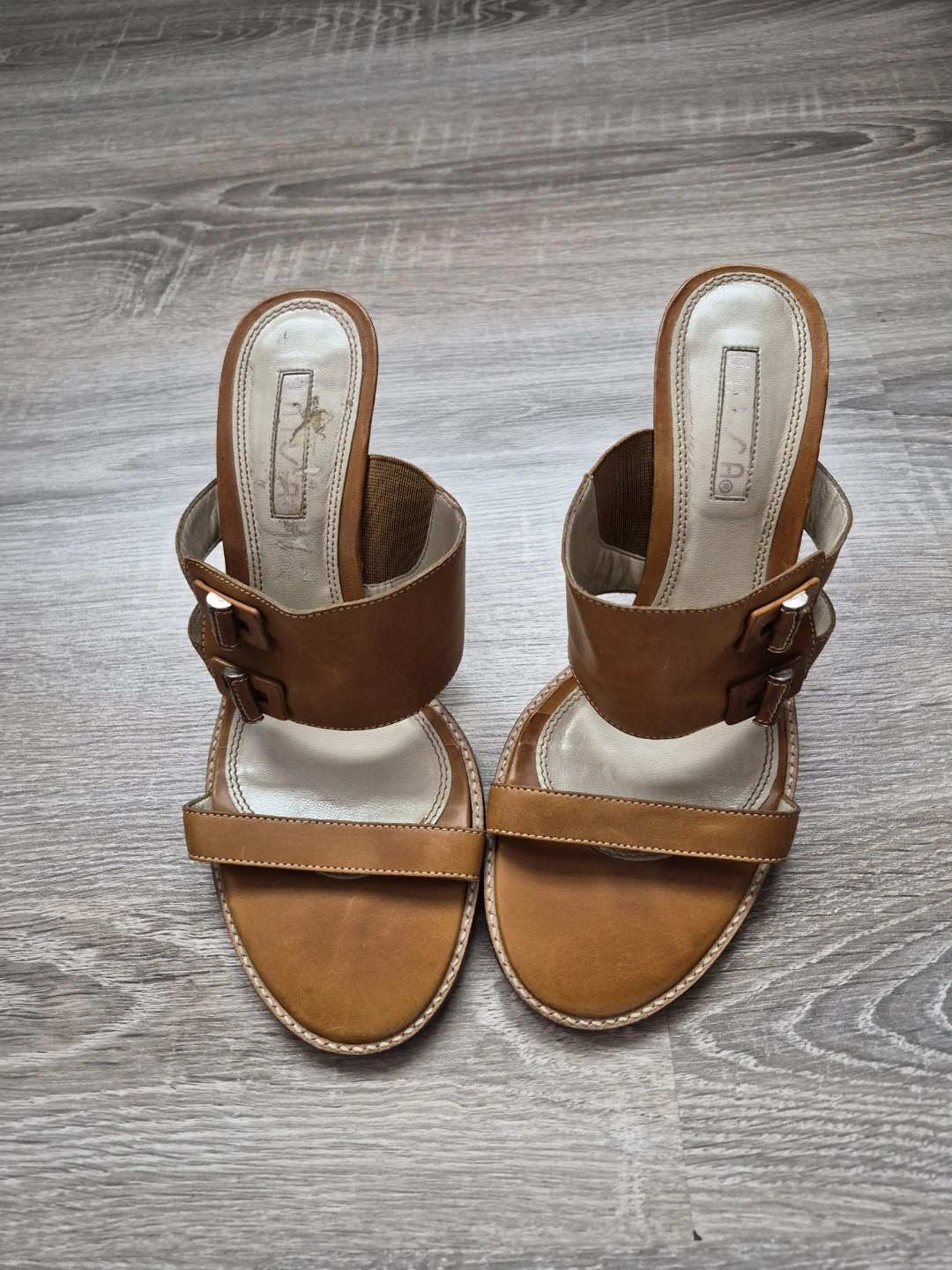 FREE Anne Klein Brown Leather Heeled Sandals - photo 2