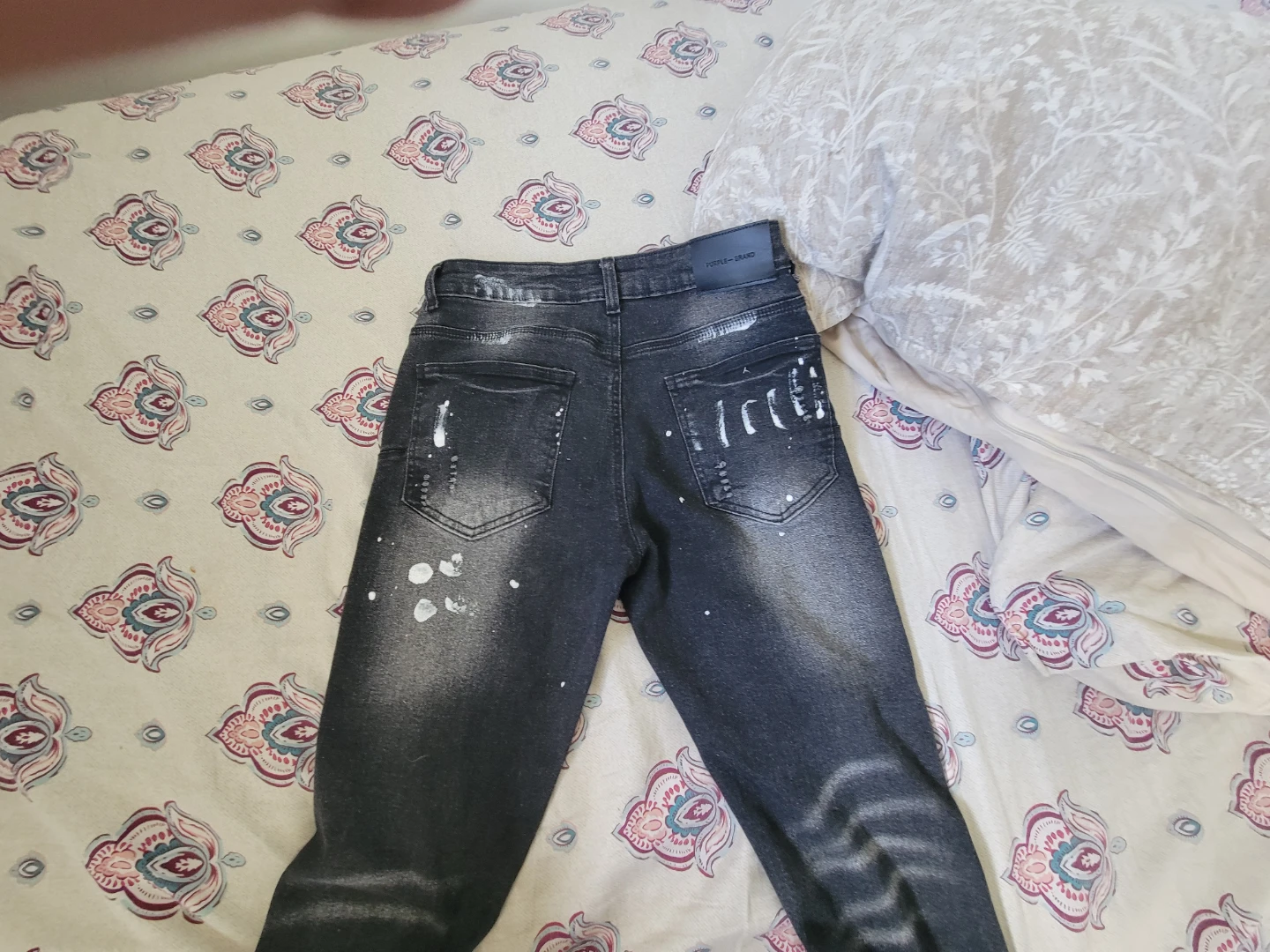 Purple Brand Black Distressed Paint Splatter Jeans - photo 4