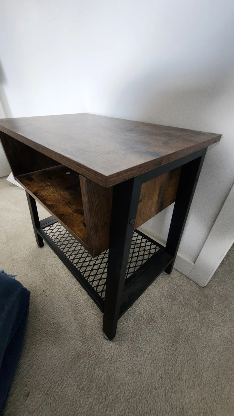 Rustic Wood End Table with Shelf - photo 2