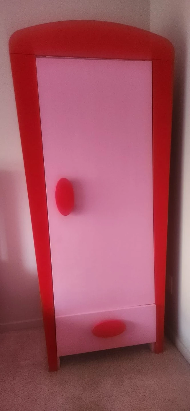 Pink and Red Children's Bedroom Set - Bed, Wardrobe, Dresser - photo 4