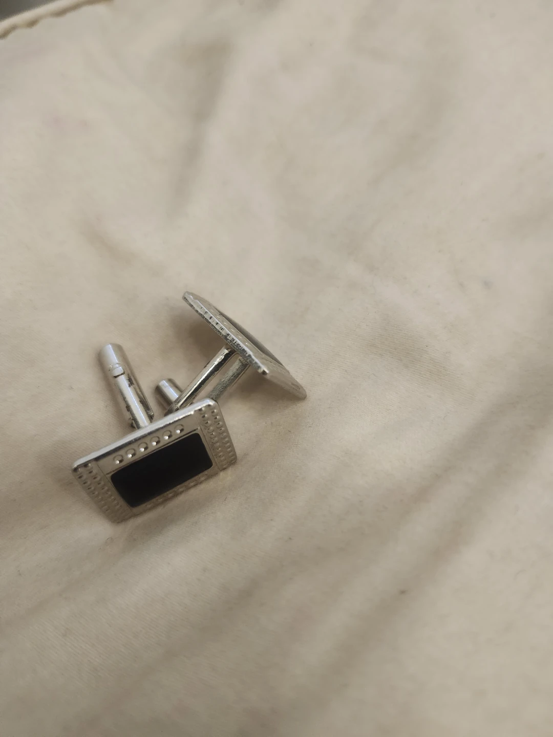 Silver and Black Rectangle Cufflinks