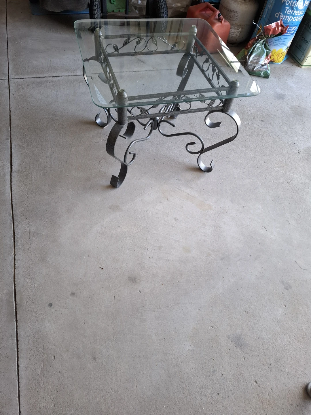 Glass and metal coffee table - photo 2