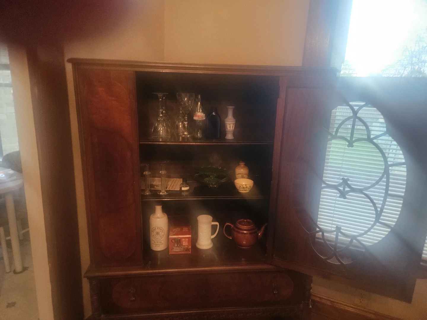 Vintage Wooden Display Cabinet with Drawer - photo 2