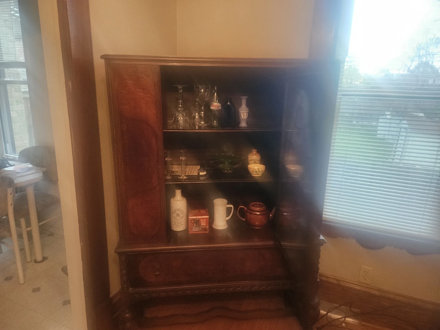 Vintage Wooden Display Cabinet with Drawer - photo 3