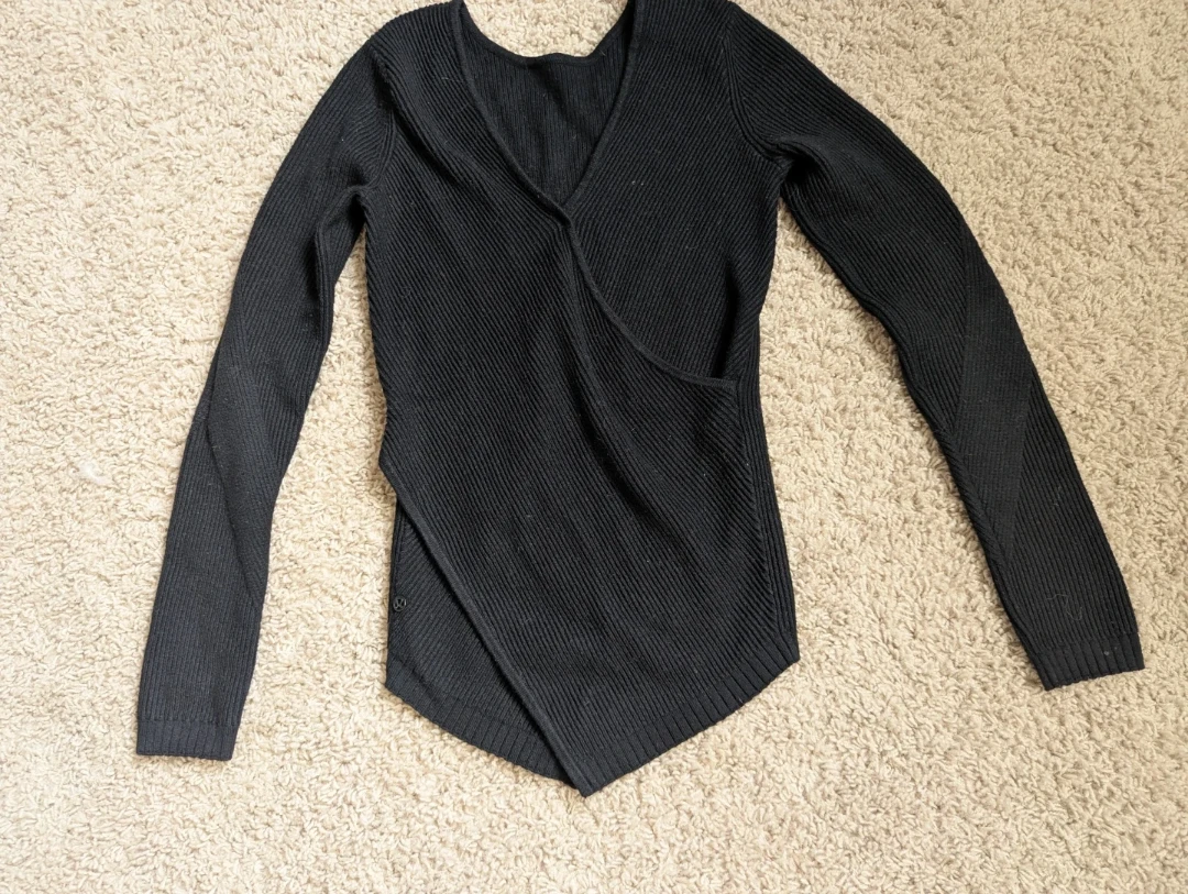 Lululemon Black Ribbed Wrap Long Sleeve Shirt