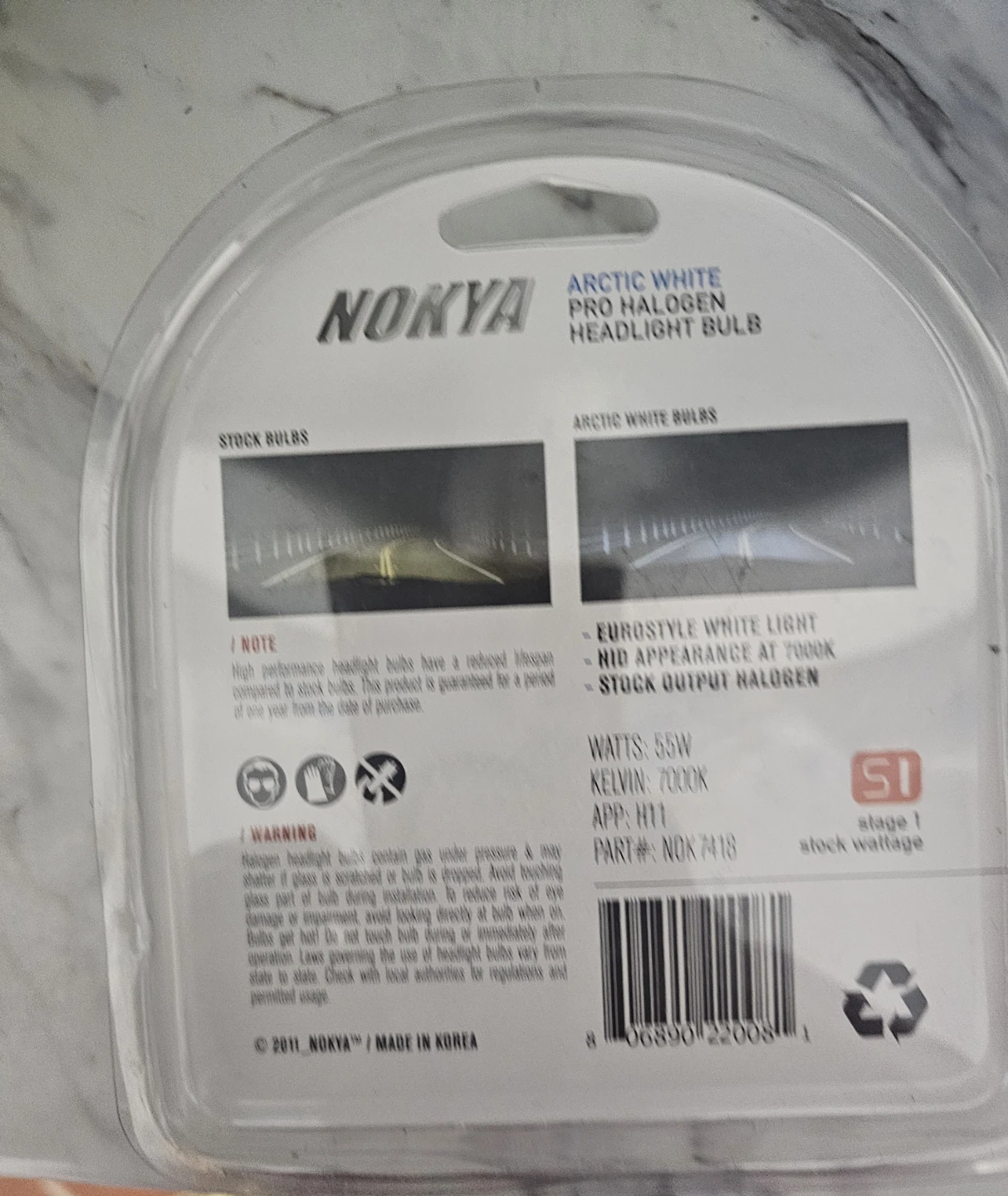 Nokya Arctic White Pro Halogen Headlight Bulb H11 55W 7000K - photo 2