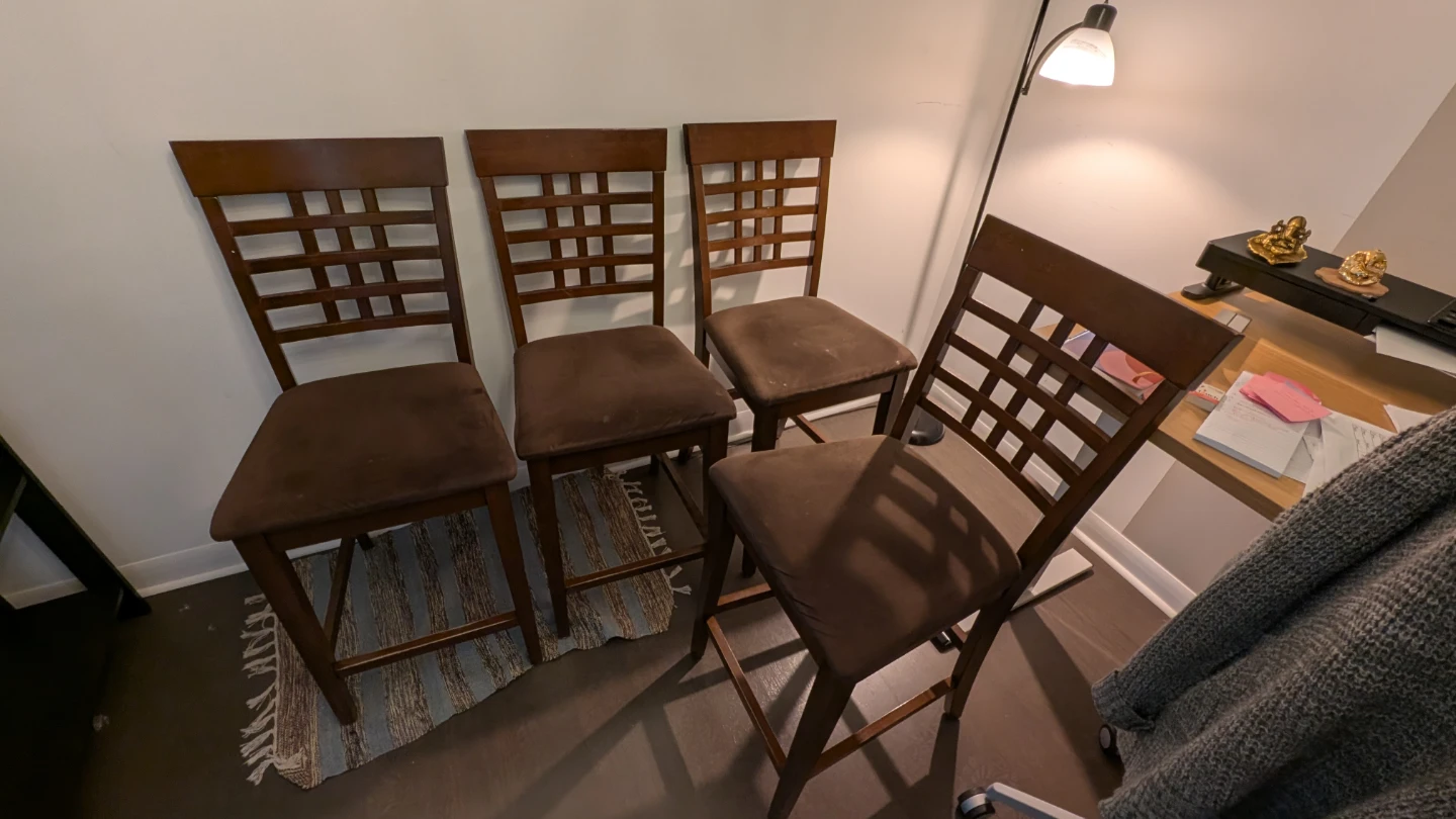 Set of 4 Wooden Counter Height Stools