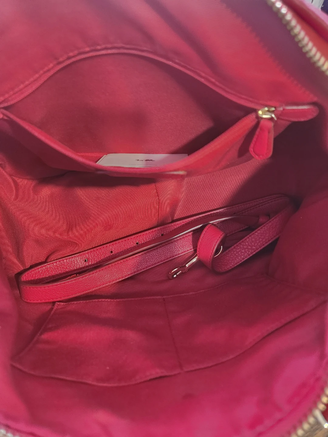Red Coach Pebble Leather Satchel Bag - photo 3