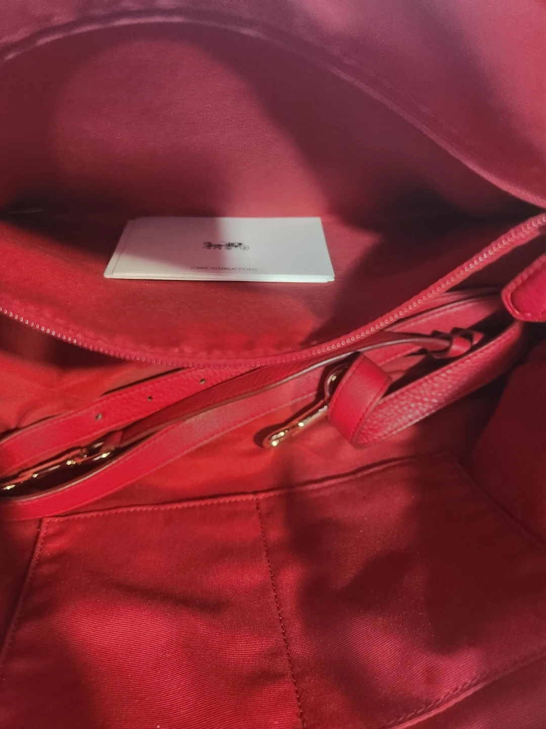 Red Coach Pebble Leather Satchel Bag - photo 4