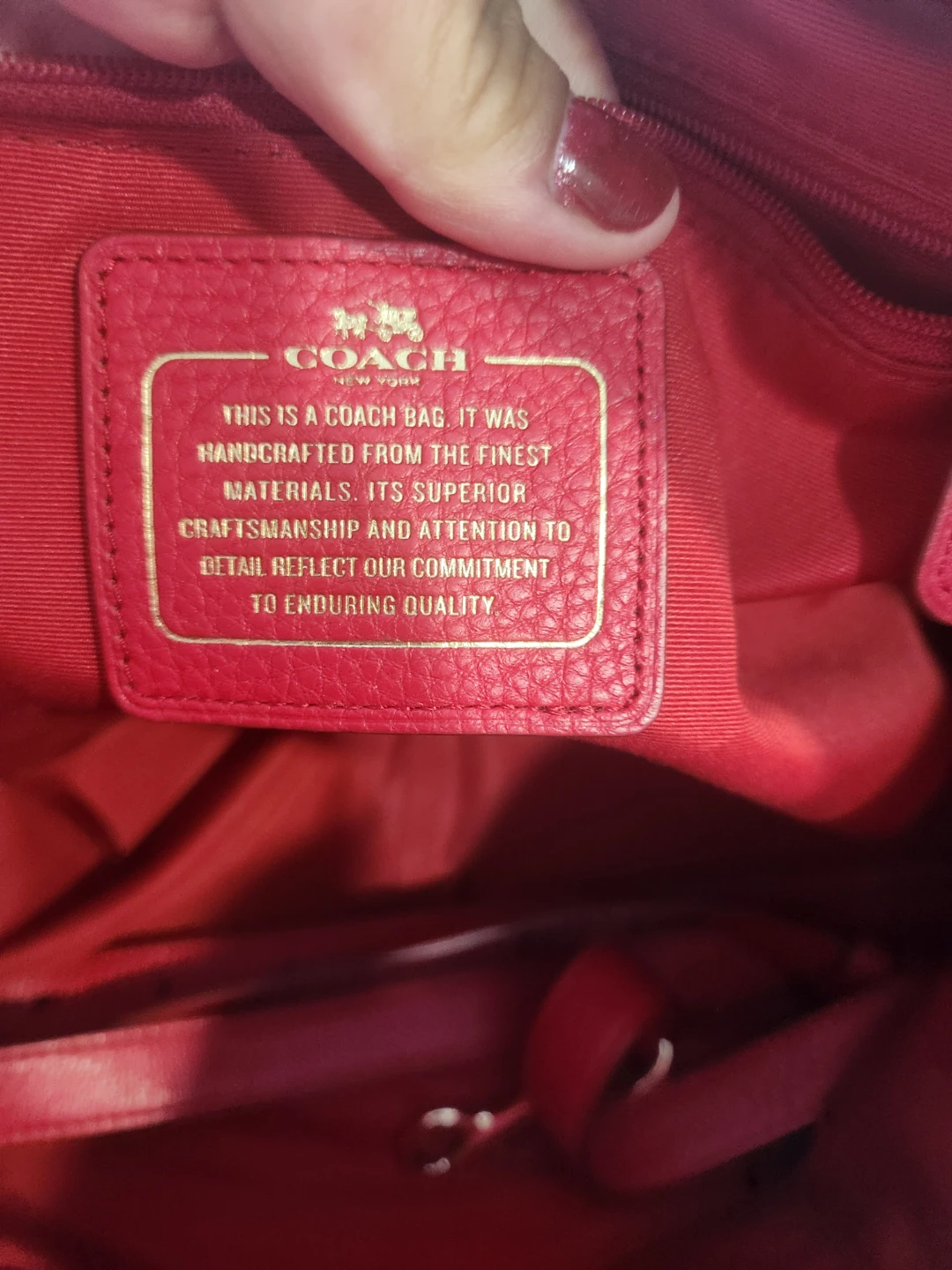 Red Coach Pebble Leather Satchel Bag - photo 5