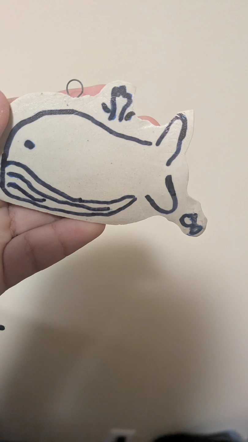 Handmade Ceramic Whale Ornament - photo 2