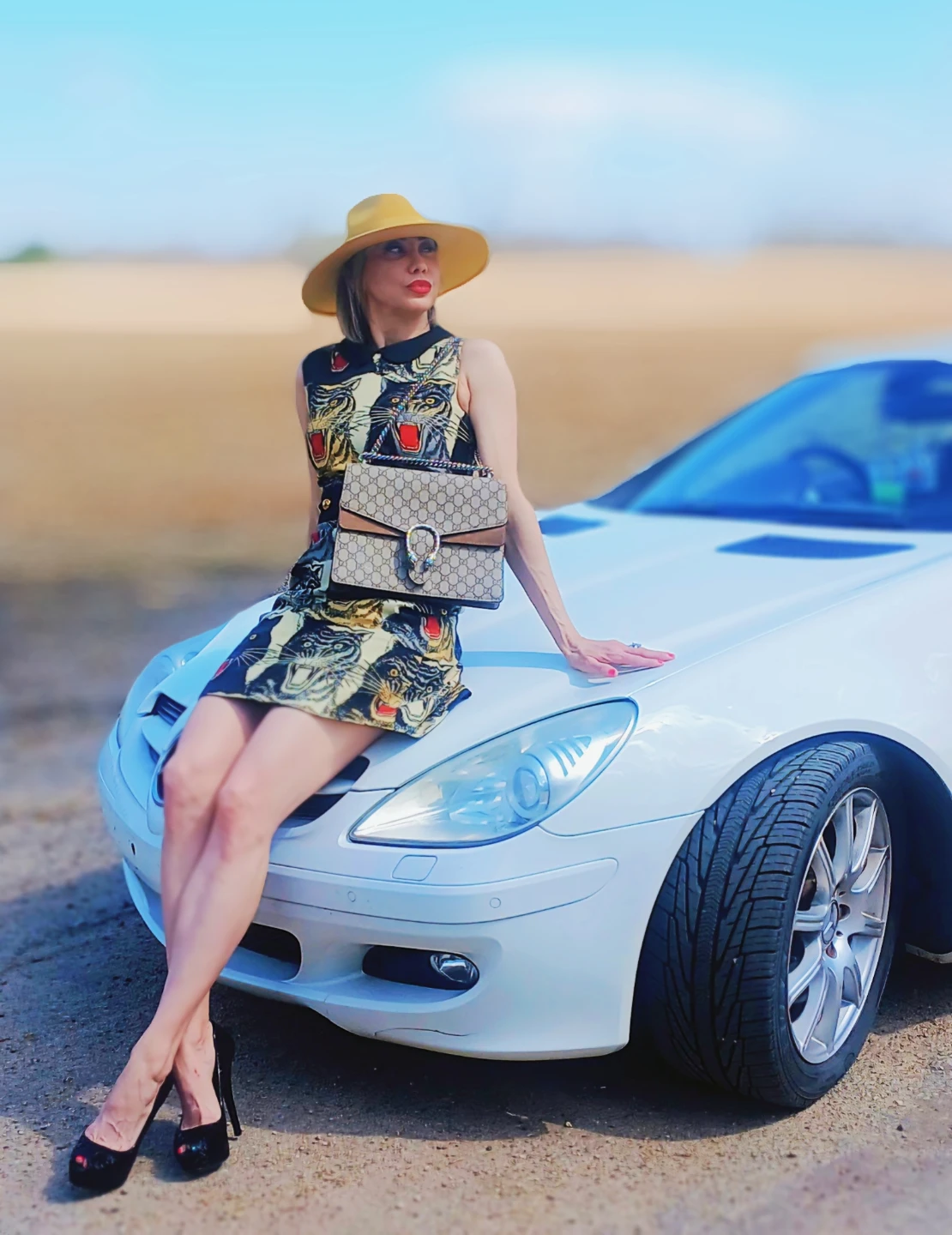 Gucci Tiger Print Dress with Belt