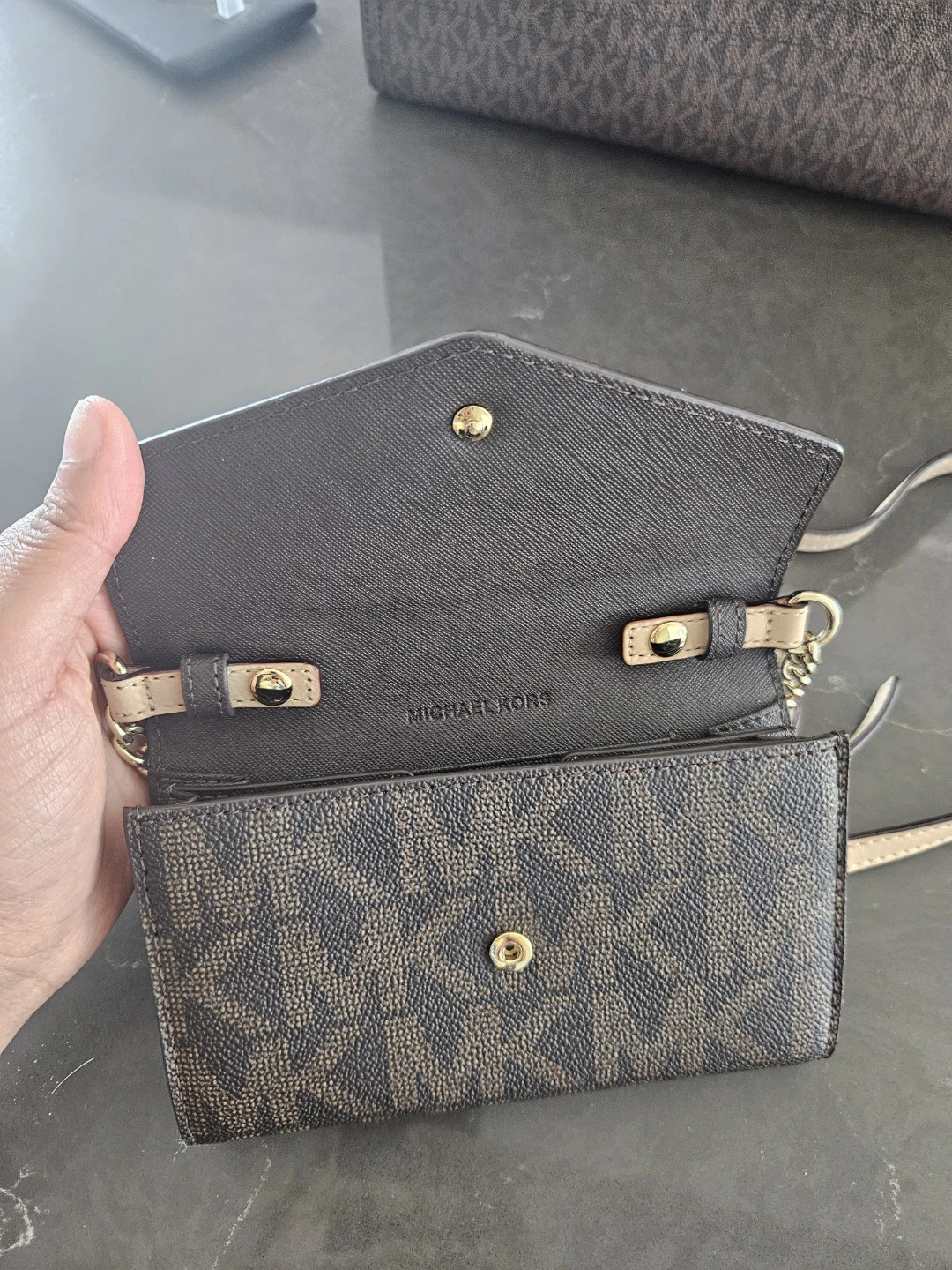 Michael Kors Brown Monogram Wallet Bag with Strap - photo 3