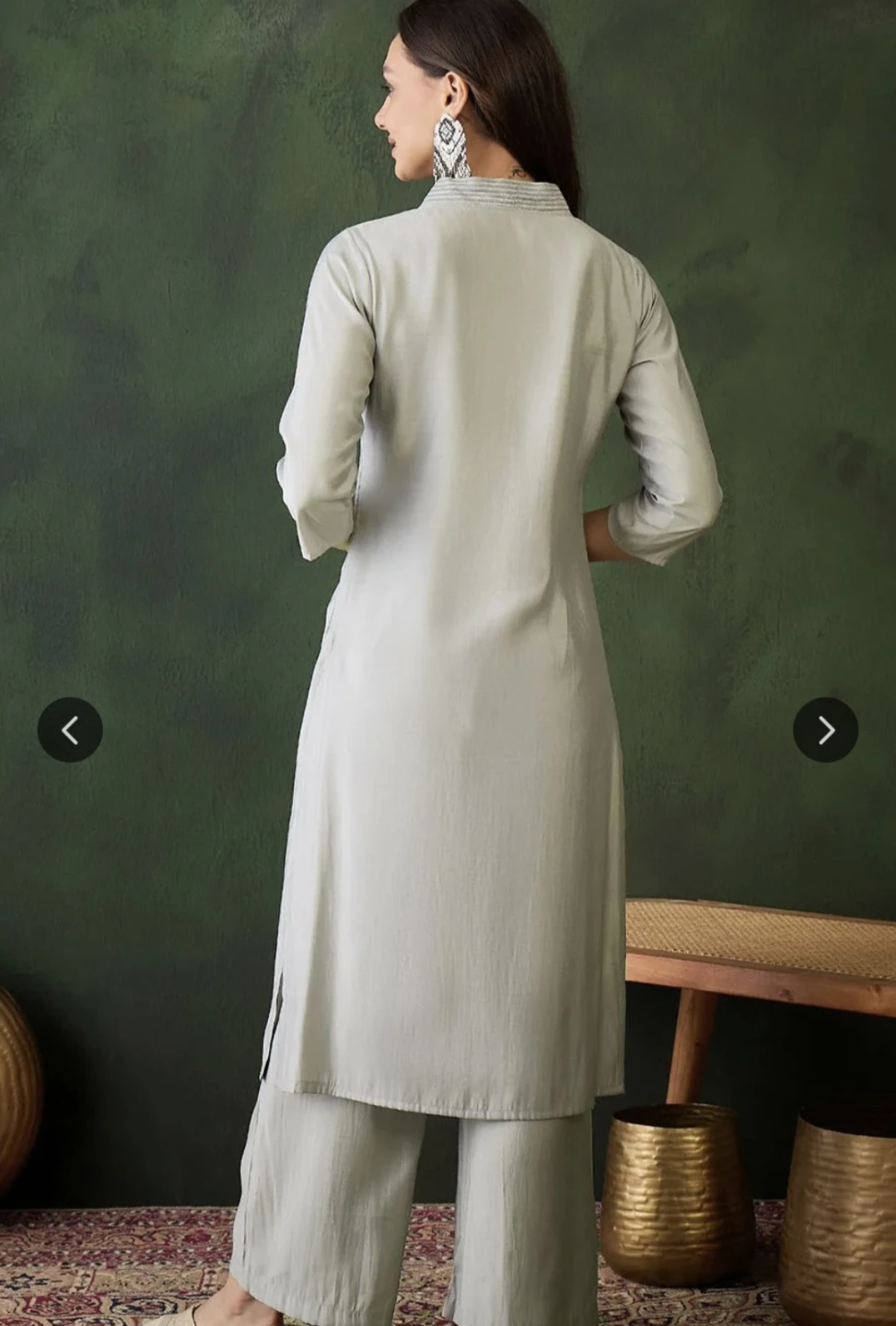 Women's Silk Blend Straight Kurta and Trousers Set - photo 2