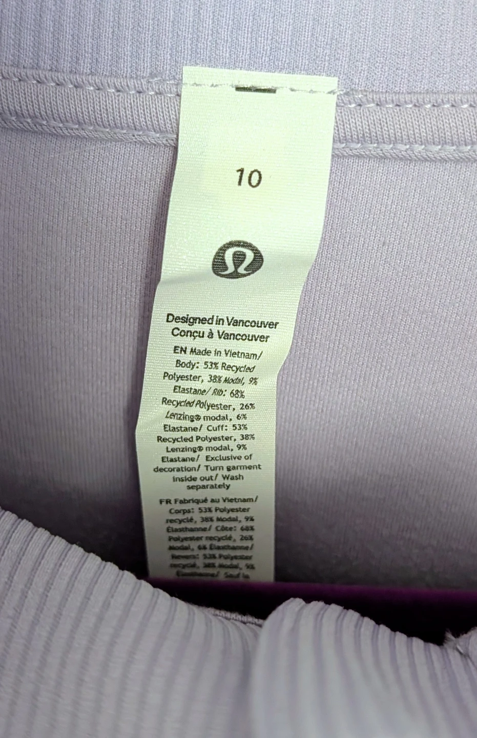 Brand New Lululemon Brushed Half Zip Pullover Lilac Size 10 - photo 3