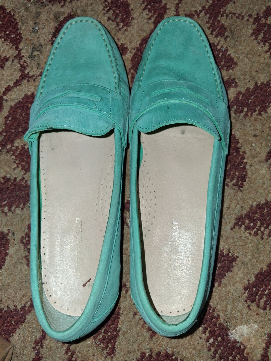 Cole Haan Turquoise Suede Loafers Size 8