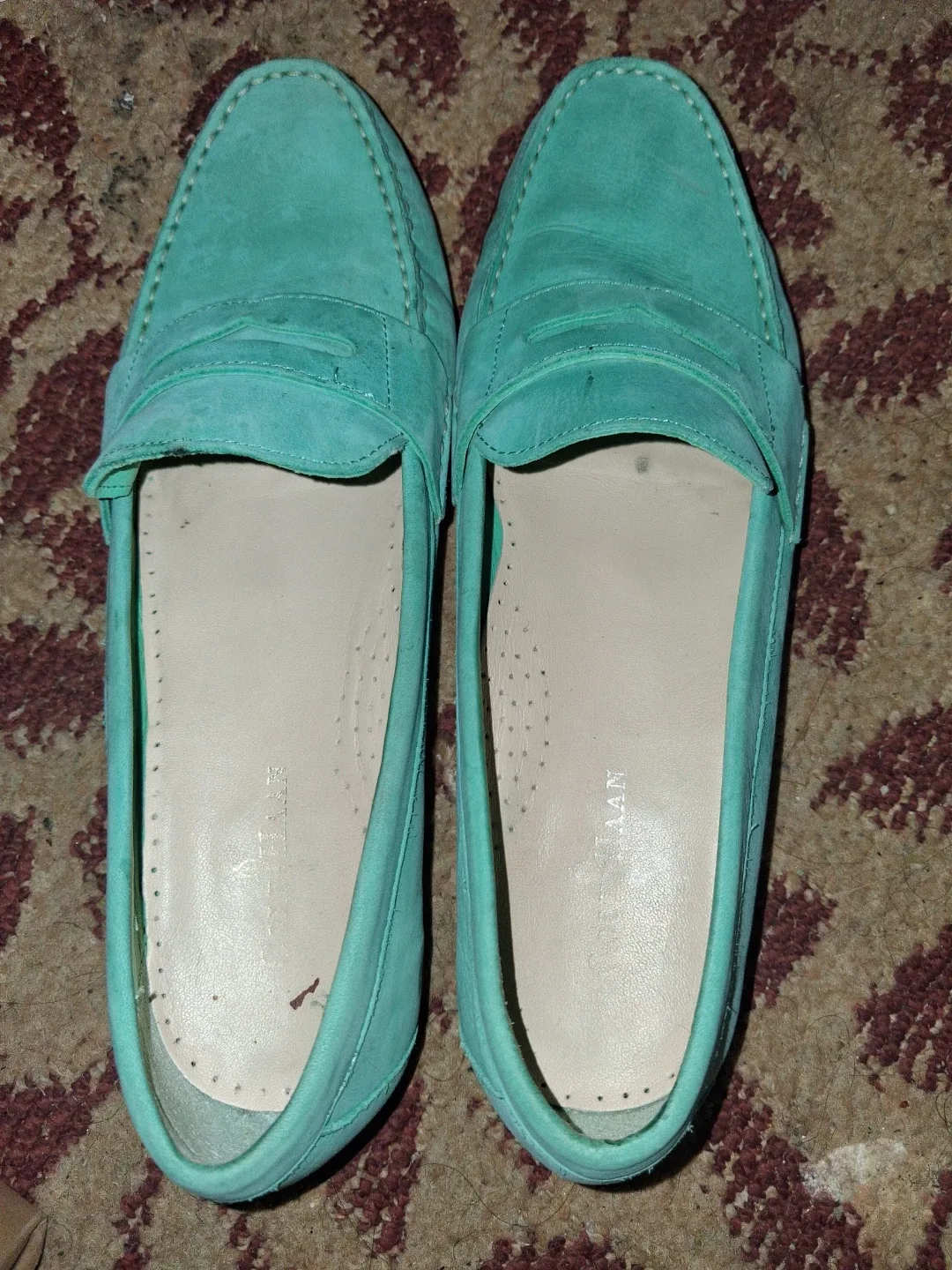 Cole Haan Turquoise Suede Loafers Size 8