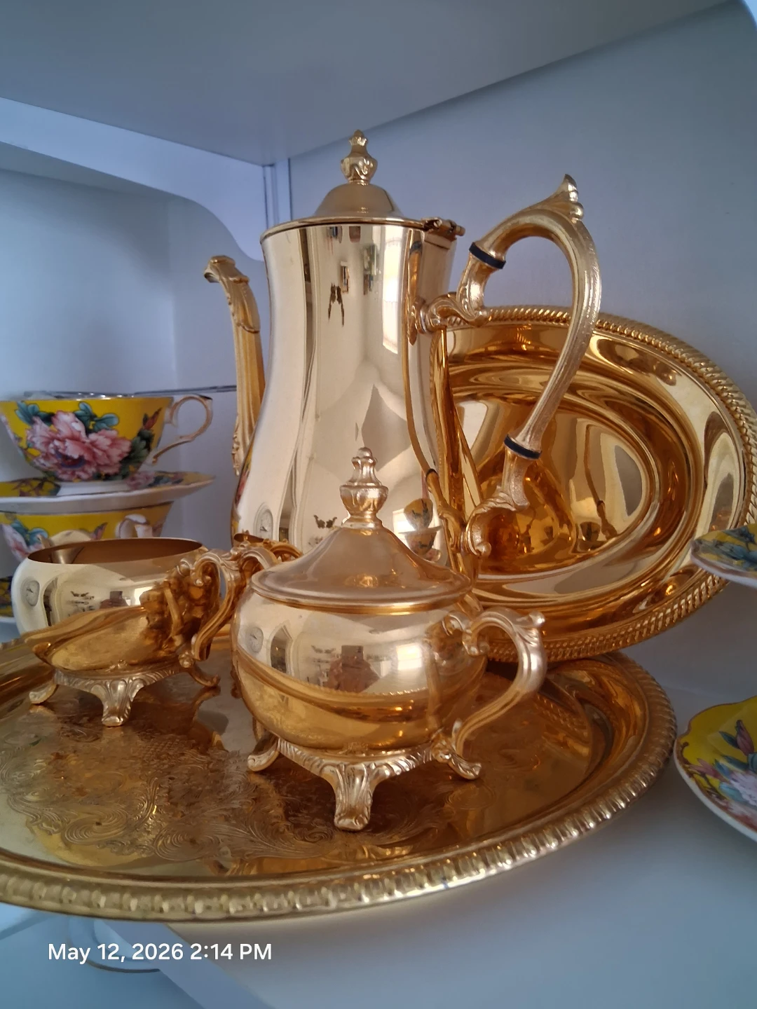 6- piece Gold Coffee or Tea Pot Set with Tray - photo 4