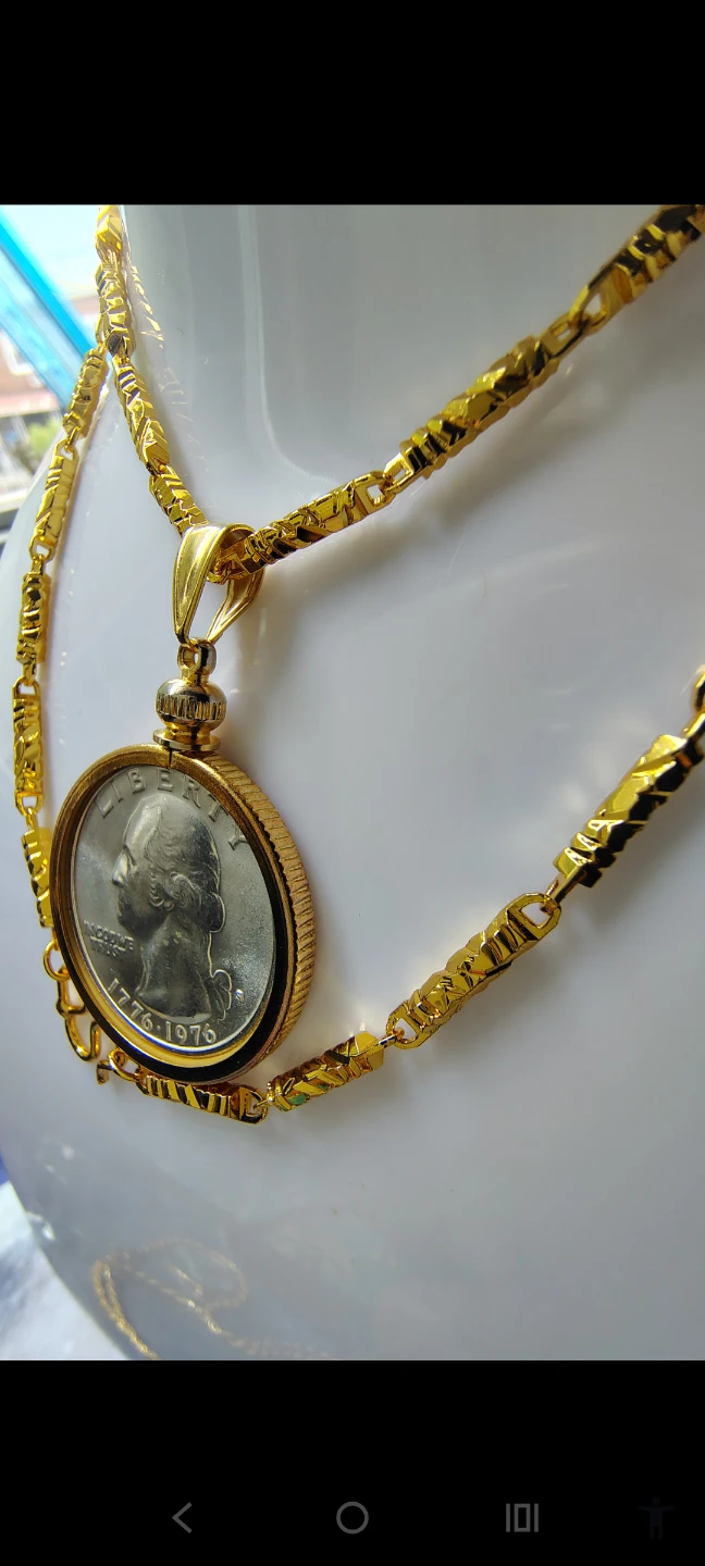 Collar chapado en oro con moneda 1776-1976 Washington Quarter - photo 4