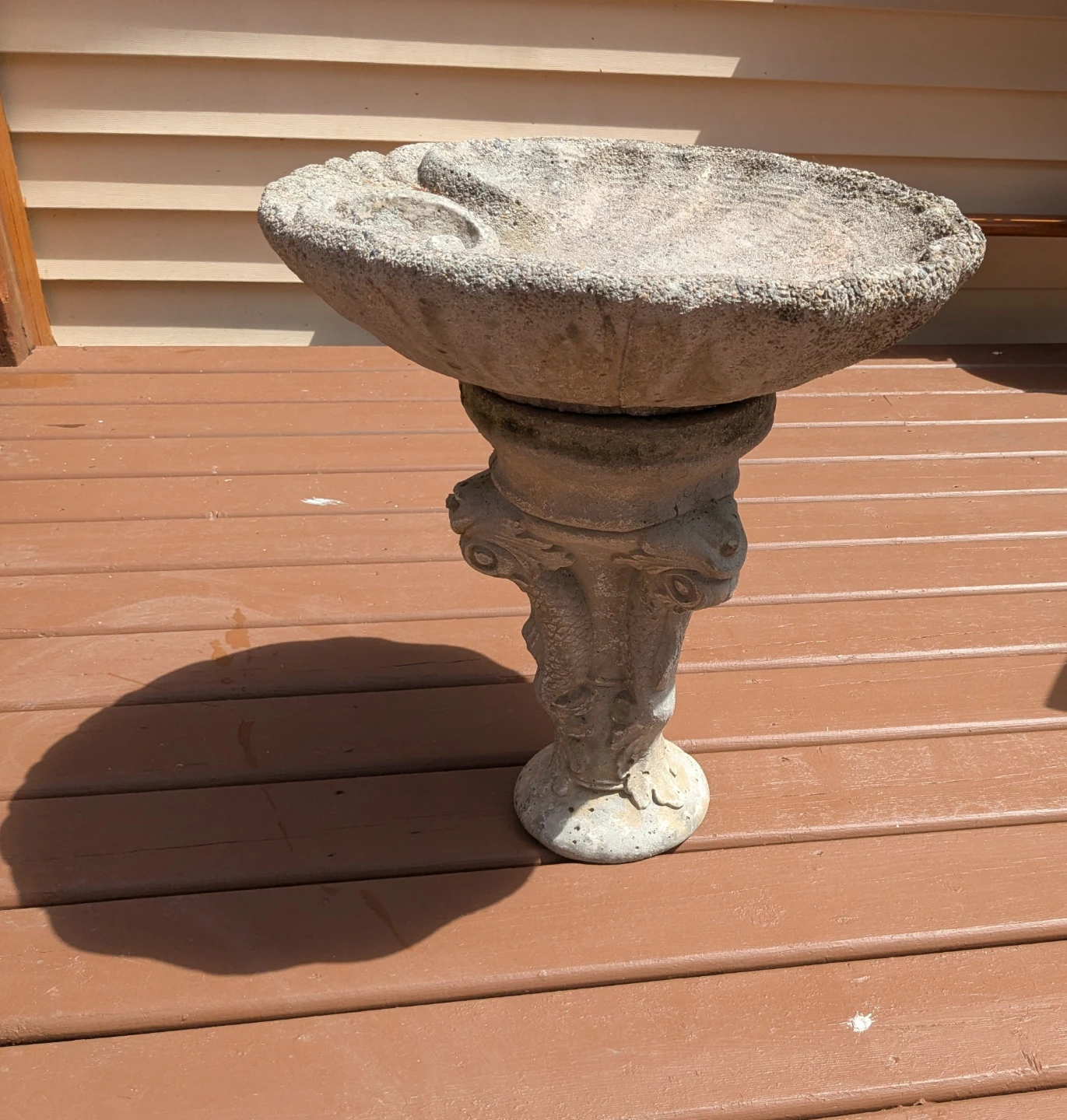 Stone Bird Bath with Ornate Pedestal