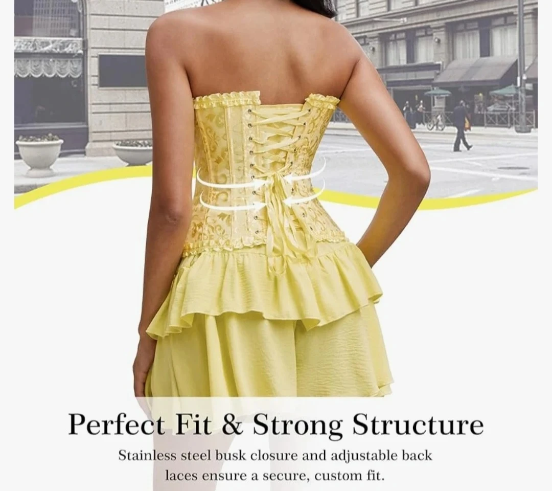 Yellow Jacquard Corset Top - Vrpo - photo 4
